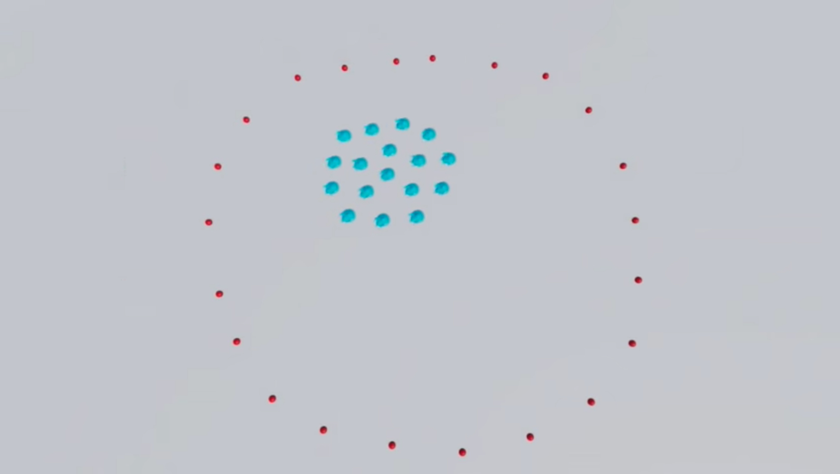 Emergent behavior: agents fenced in using red dots