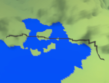 Example of road generation as a bridge over a water body